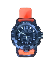 Ember outdoor watch front view orange band - Offroad Watch Co.