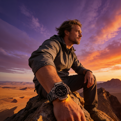 Titan Ridge rugged watch lifestyle outdoor shot - Offroad Watch Co.